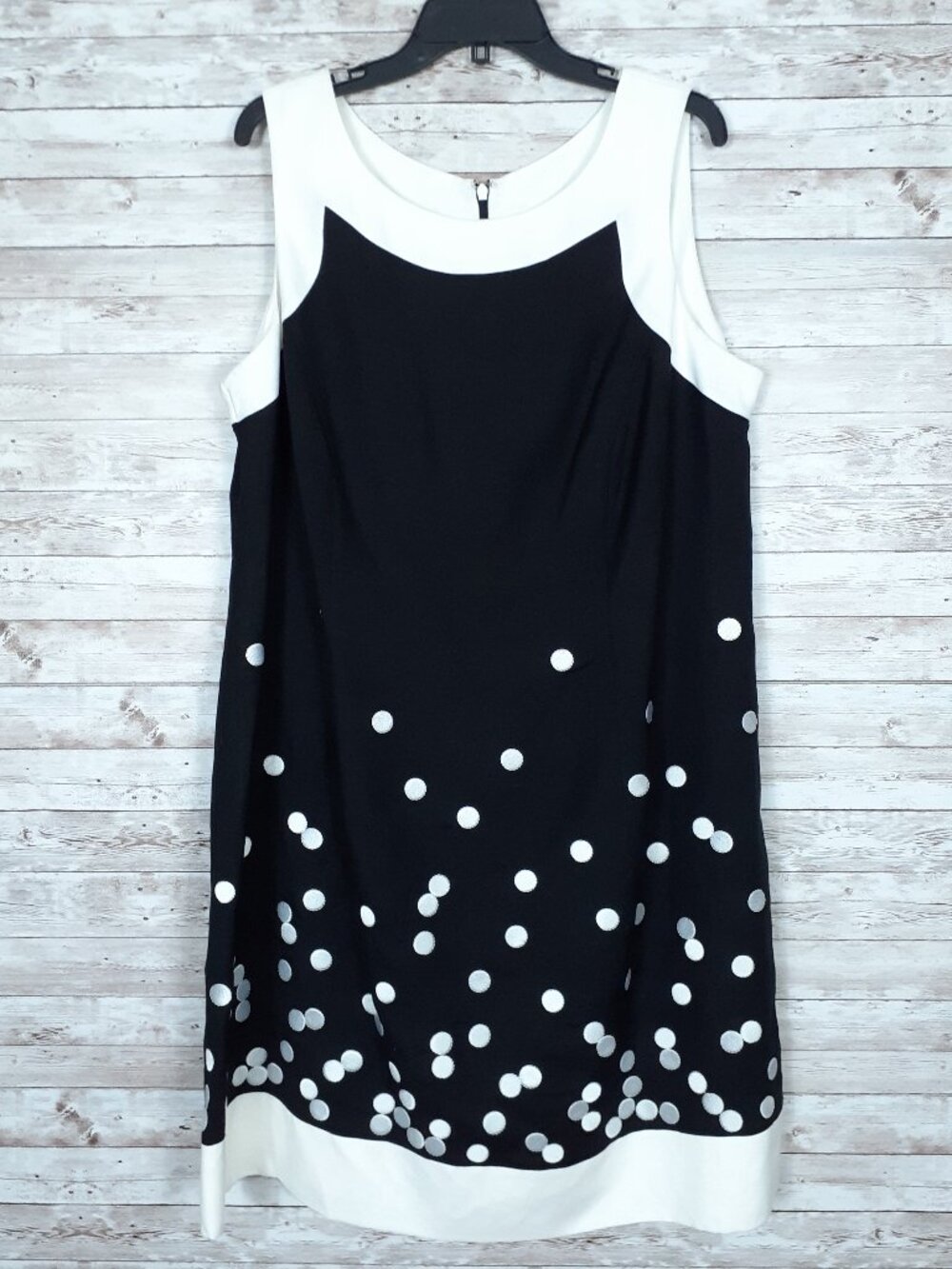 Jessica Howard Sleeveless Shift Dress 18W Linen Blend Embroidered Dots 952A - Picture 1 of 6